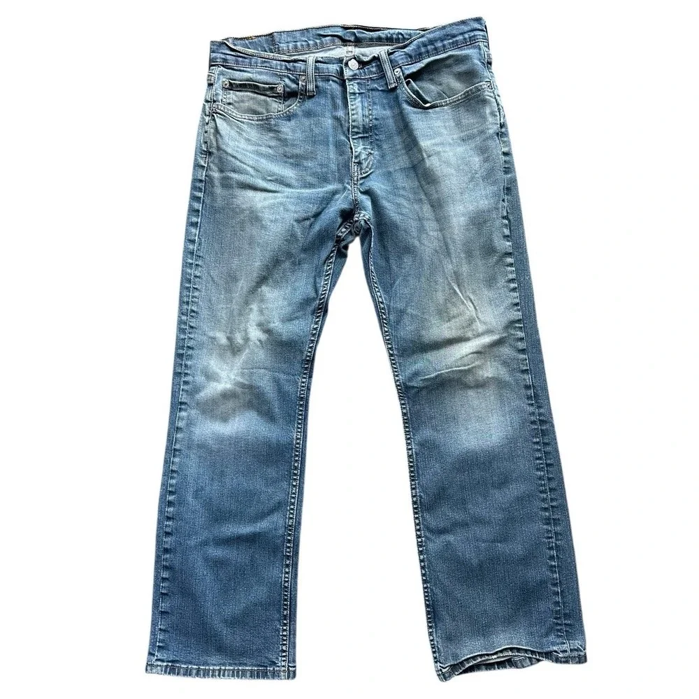 Levi's 559 Relaxed Straight Jeans Mens 34x30 Blue Fade Distressed Actual 34X28‎